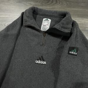 Vintage 90s Adidas Fleece Jacket Mens Extra Large 1/4 Zip Pullover Retro Jacket